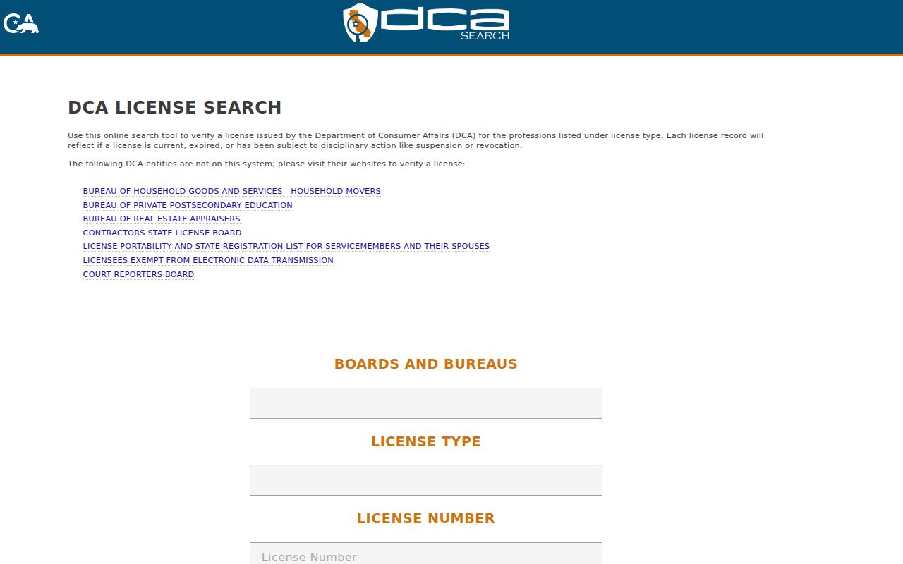San Carlos residents directory professional license search