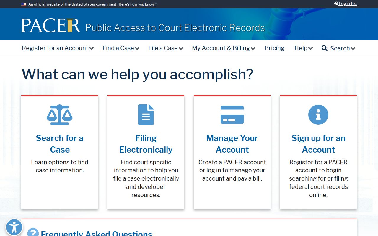 San Carlos resident lookup federal PACER case search