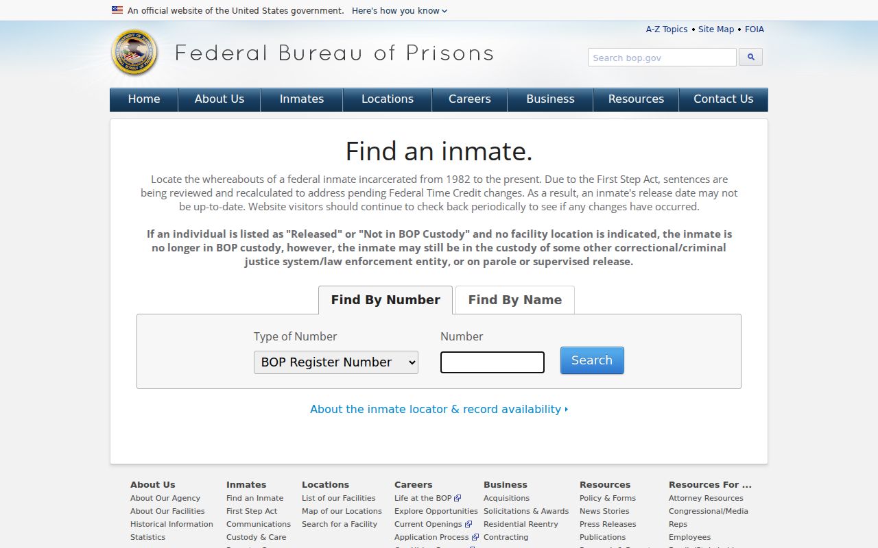 San Carlos resident lookup federal inmate locator